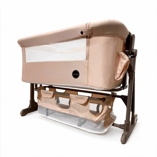 Cuna de colecho multifuncional para bebé con función mecedora, altura ajustable, mosquitero, colchón de espuma con memoria y canasta - Kidilo