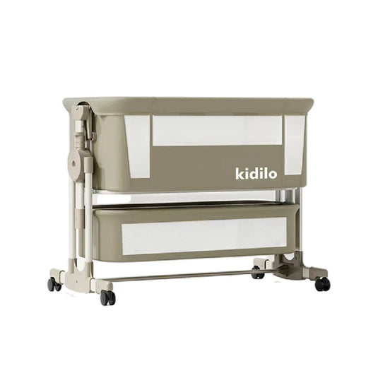 Cuna de colecho multifuncional para bebé con función mecedora, altura ajustable, mosquitero, colchón de espuma con memoria y canasta - Kidilo