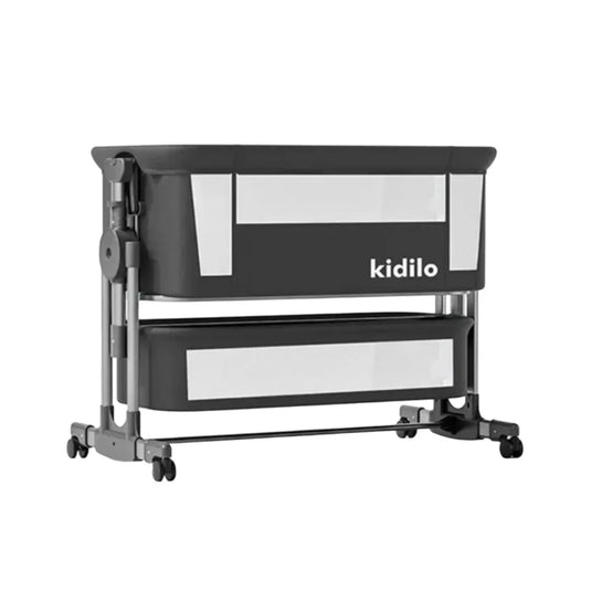 Cuna de colecho multifuncional para bebé con función mecedora, altura ajustable, mosquitero, colchón de espuma con memoria y canasta - Kidilo