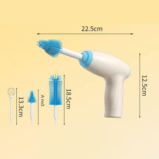Cepillo lavateteros eléctrico con cabezales intercambiable, inalámbrico, cerdas suaves en silicona grado alimenticio, con carga por USB, con cabezal para mezclar