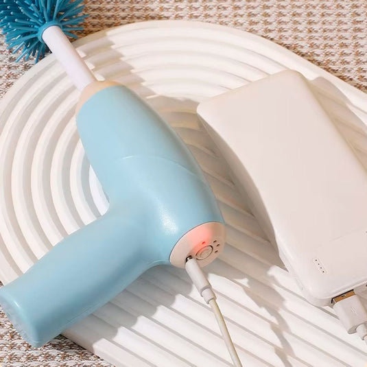 Cepillo lavateteros eléctrico con cabezales intercambiable, inalámbrico, cerdas suaves en silicona grado alimenticio, con carga por USB, con cabezal para mezclar