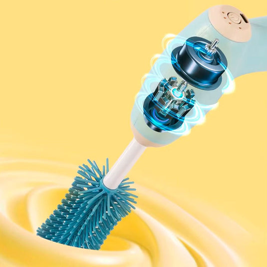 Cepillo lavateteros eléctrico con cabezales intercambiable, inalámbrico, cerdas suaves en silicona grado alimenticio, con carga por USB, con cabezal para mezclar
