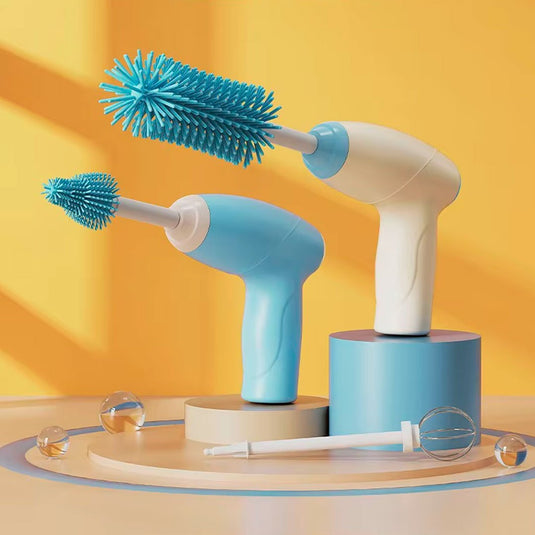Cepillo lavateteros eléctrico con cabezales intercambiable, inalámbrico, cerdas suaves en silicona grado alimenticio, con carga por USB, con cabezal para mezclar