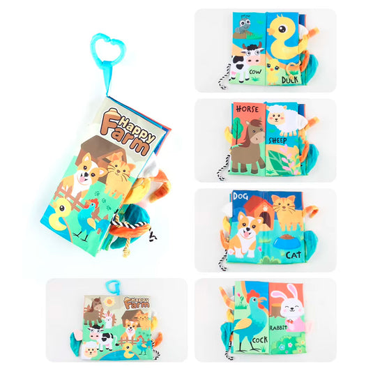 Libro sensorial de tela colorido para bebé, estimulación temprana, hecho en material hipoalergénico suave, colores vibrantes y diferentes texturas