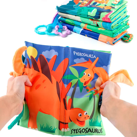 Libro sensorial de tela colorido para bebé, estimulación temprana, hecho en material hipoalergénico suave, colores vibrantes y diferentes texturas