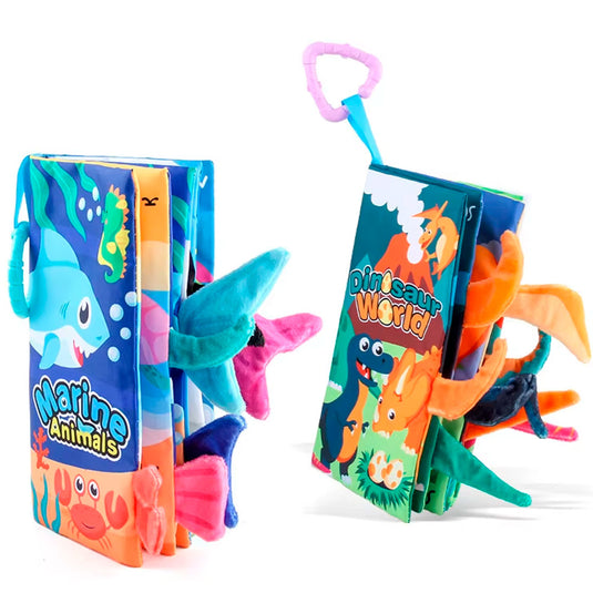 Libro sensorial de tela colorido para bebé, estimulación temprana, hecho en material hipoalergénico suave, colores vibrantes y diferentes texturas