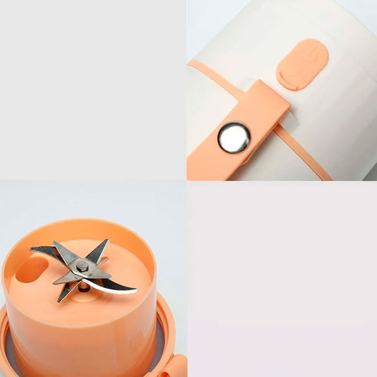 Termo licuadora portátil recargable por USB, capacidad de 340ml, diseño inalámbrico, con agarradera, de tamaño compacto para llevar a todas partes