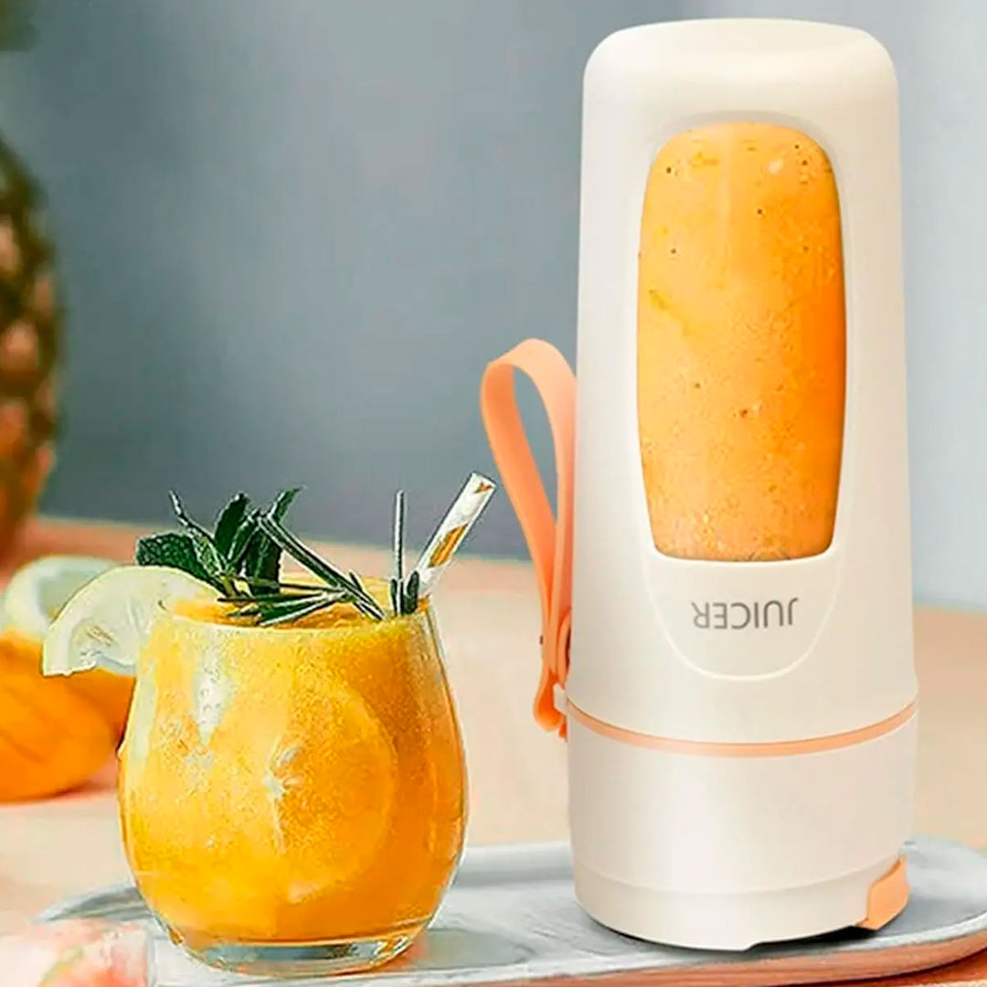 Termo licuadora portátil recargable por USB, capacidad de 340ml, diseño inalámbrico, con agarradera, de tamaño compacto para llevar a todas partes