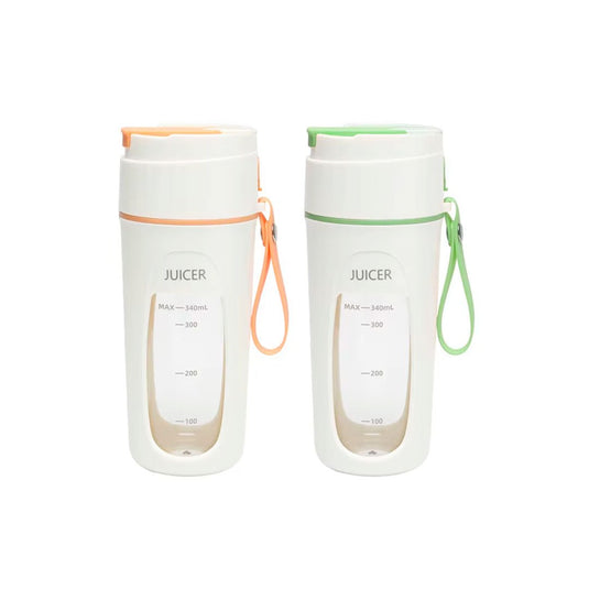 Termo licuadora portátil recargable por USB, capacidad de 340ml, diseño inalámbrico, con agarradera, de tamaño compacto para llevar a todas partes