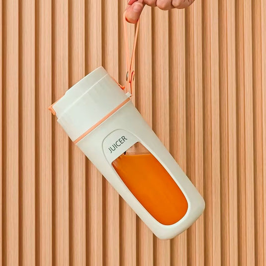 Termo licuadora portátil recargable por USB, capacidad de 340ml, diseño inalámbrico, con agarradera, de tamaño compacto para llevar a todas partes