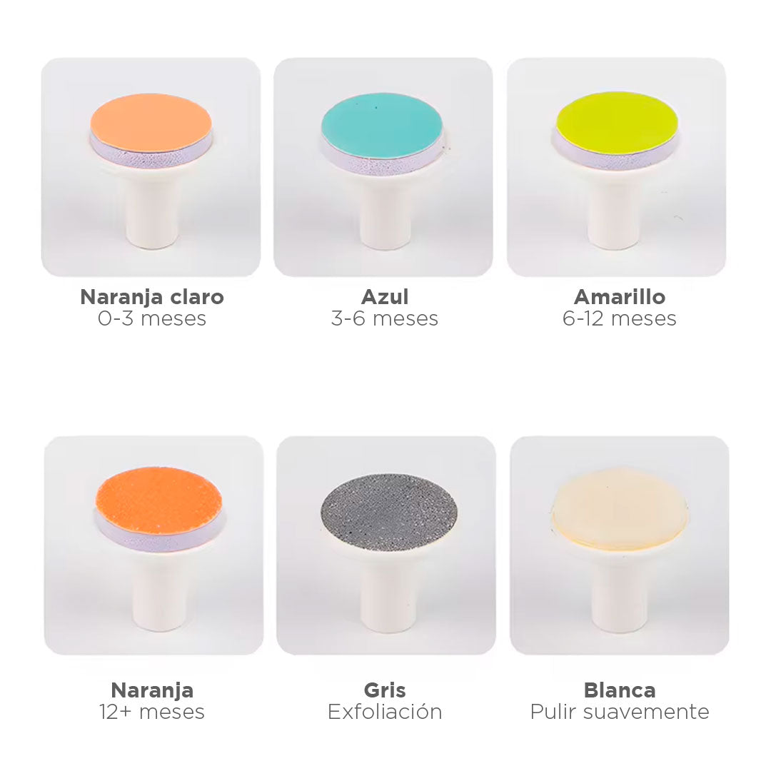 Lima eléctrica recargable con aro de luz, 6 cabezales intercambiables, dos velocidades, suave al tacto con la piel, luz LED incorporada, batería duradera