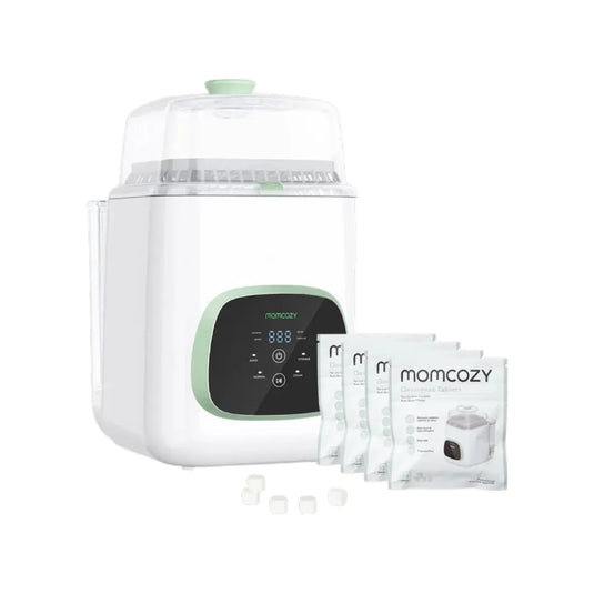 Lavador y esterilizador eléctrico de teteros 4 en 1 KleanPal Pro, lava, esteriliza, seca y almacena en un solo ciclo automático, con 9 modos de lavado y almacenamiento estéril por 72 horas - Momcozy