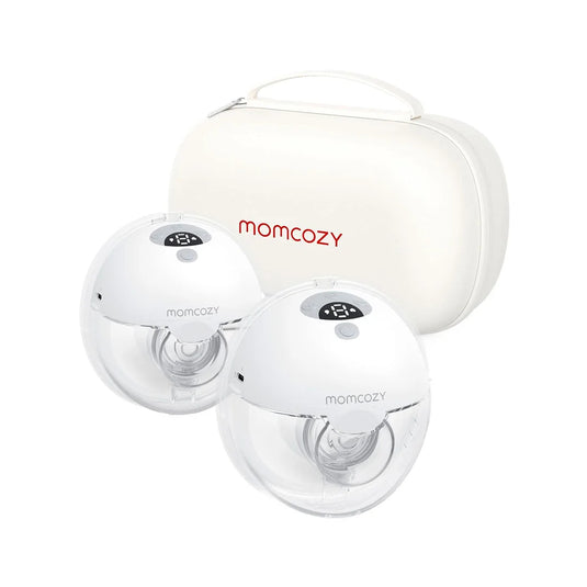 Extractor de leche materna manos libres vM5, doble copa, ajustable a 3 modos de succión y 9 niveles de potencia, de poco peso, de tamaño compacto, concepto "Baby Mouth" - Momcozy