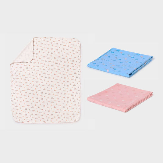 Manta muselina azul estampada animalitos y globos, pieza ligera de fácil doblado, manta de múltiples usos para tu bebé - Mayoral