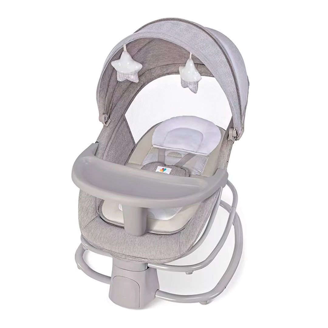 Silla mecedora eléctrica 2.0 multifuncional 4 en 1 , con conexión Bluetooth, velocidades ajustables, posiciones de reclinado, temporizador y melodías pregrabadas - Mastela