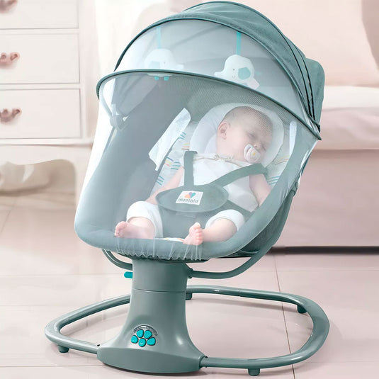 Silla mecedora eléctrica con velocidades, temporizador, mosquitero, música y móviles - Mastela