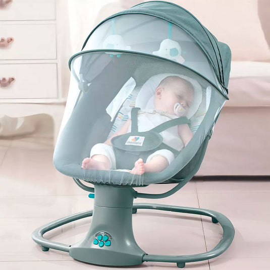 Silla mecedora eléctrica con velocidades, temporizador, mosquitero, música y móviles - Mastela
