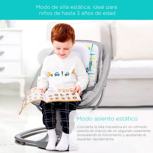 Silla mecedora eléctrica con velocidades, temporizador, mosquitero, música y móviles - Mastela