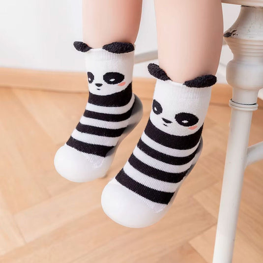 Par de medias con suela antideslizante para bebés, divertidos diseños de animales, hechas en algodón, ideal para los primeros pasos - Color&Life