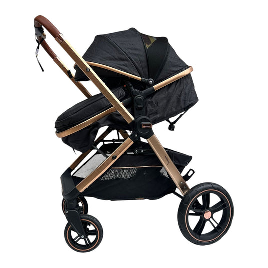 Coche estilo moisés 2 en 1, ajustable a paseador, con cubrepiés, amplia canasta inferior de almacenamiento y portavasos para el tetero - Maxibaby