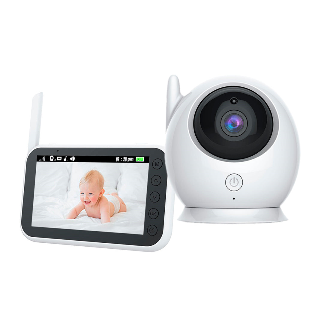 Monitor de 360° para bebé, con pantalla LCD HD de 4,3 Pulgadas, audio bidireccional, monitoreo de temperatura interior y melodías de cuna
