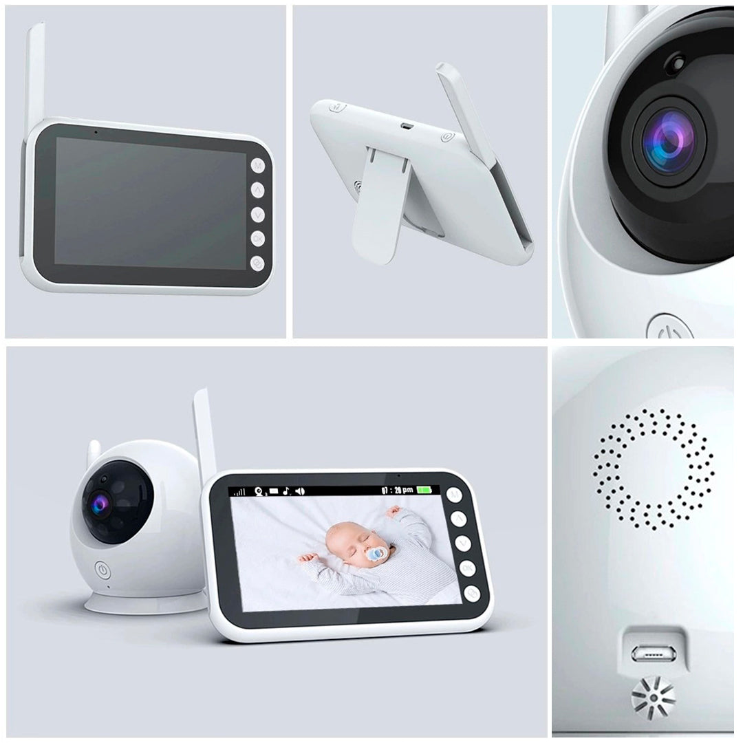 Monitor de 360° para bebé, con pantalla LCD HD de 4,3 Pulgadas, audio bidireccional, monitoreo de temperatura interior y melodías de cuna