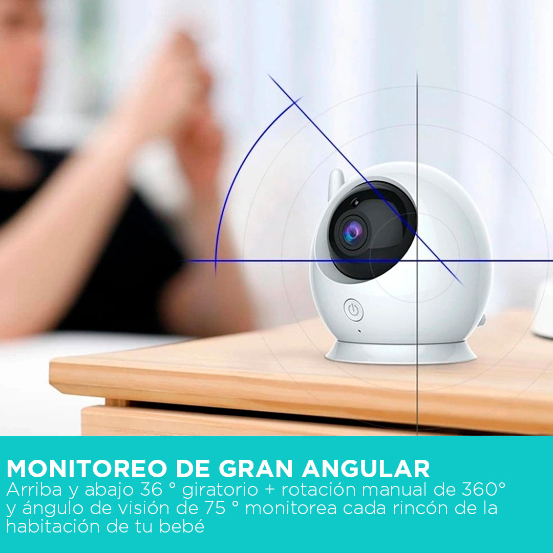 Monitor de 360° para bebé, con pantalla LCD HD de 4,3 Pulgadas, audio bidireccional, monitoreo de temperatura interior y melodías de cuna