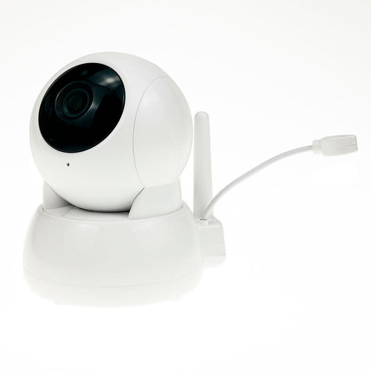 Monitor con cámara 360° para bebé con pantalla LCD 5", funcionamiento inalámbrico, pantalla digital, visión nocturna por infrarrojos y intercomunicador bidireccional, con función de sensor de temperatura y melodías integradas