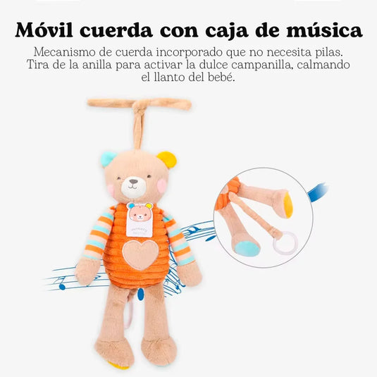 Móvil colgante peluche con caja musical con cuerda para bebé