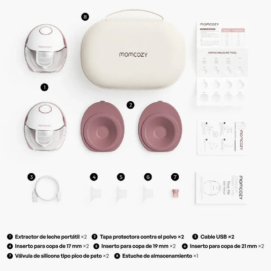 Extractor de leche manos libres Mobile Style M6, ultradelgado y silencioso, con 3 modos y 9 niveles de succión, hasta 180 minutos de batería - Momcozy