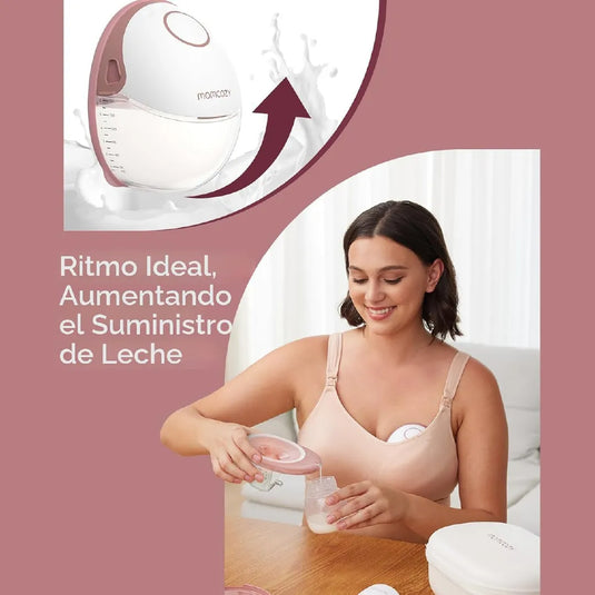 Extractor de leche manos libres Mobile Style M6, ultradelgado y silencioso, con 3 modos y 9 niveles de succión, hasta 180 minutos de batería - Momcozy