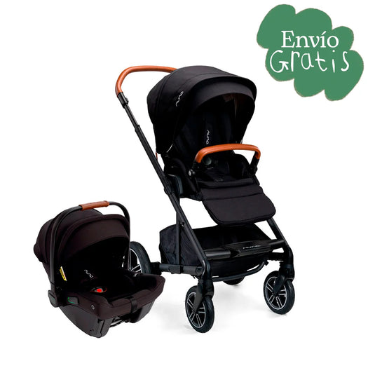 Coche paseador MIXX™ next + PIPA™ Urbn, cinturón de seguridad con hebilla magnética, múltiples posiciones de reclinado, fácil de plegar, manillar ajustable en altura de piel ecológica - Nuna