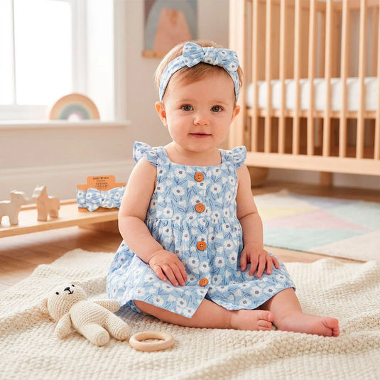 Vestido estampado con diadema moño a juego - Rabbit & Bear