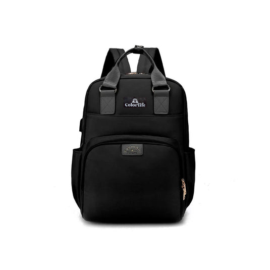Pañalera multifuncional tipo morral, unisex, de gran capacidad y con soporte para coche - Color&Life Negro