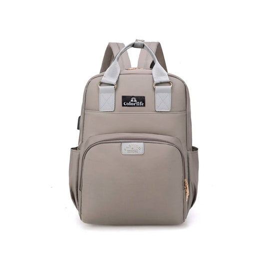Pañalera multifuncional tipo morral, unisex, de gran capacidad y con soporte para coche - Color&Life Gris