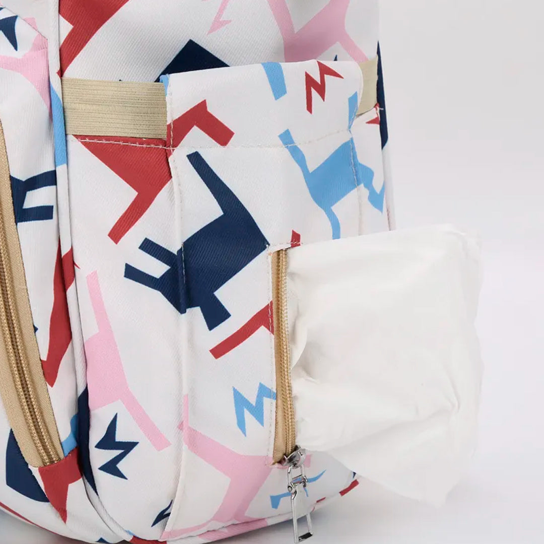 Sunshine - Pañalera estampada para bebé con bolsillo térmico y soporte para coche