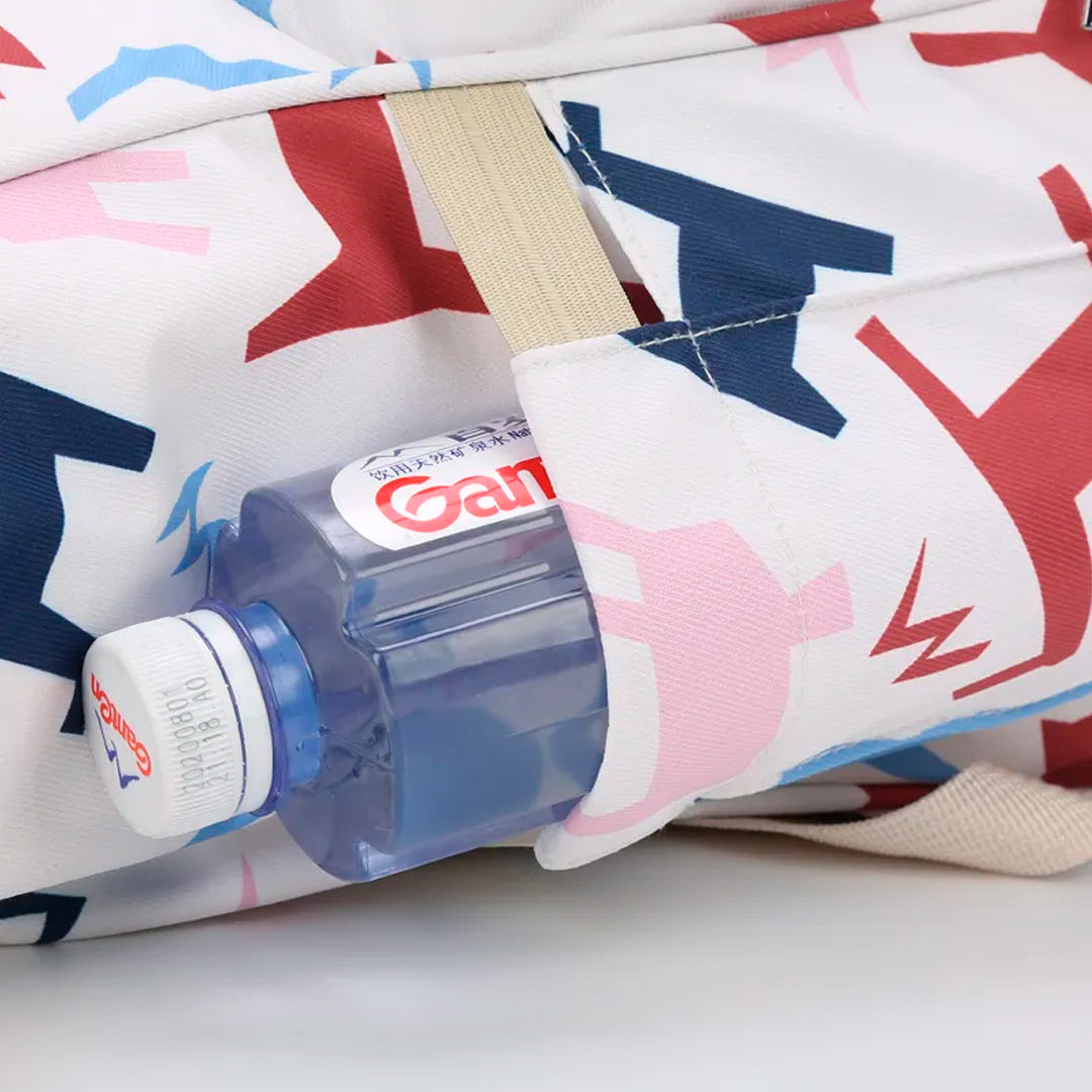 Sunshine - Pañalera estampada para bebé con bolsillo térmico y soporte para coche