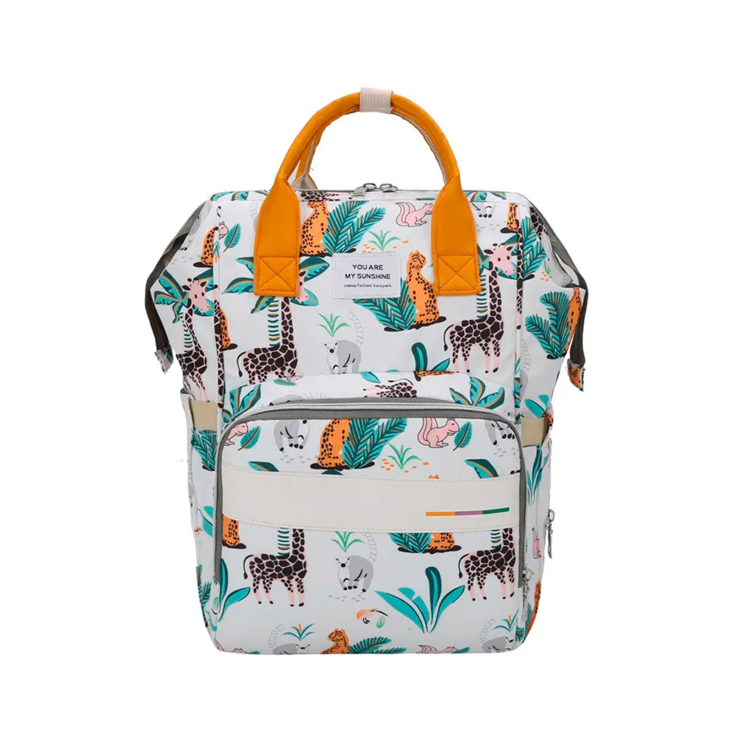 Sunshine - Pañalera estampada para bebé con bolsillo térmico y soporte para coche