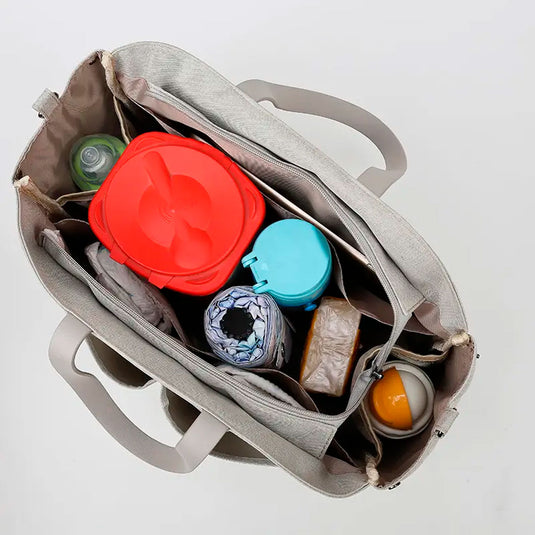 Pañalera bolso con cambiador y cartuchera, multifuncional, amplio almacenamiento, bolsillos independientes, con correa para ajuste lateral, hecha en material impermeable