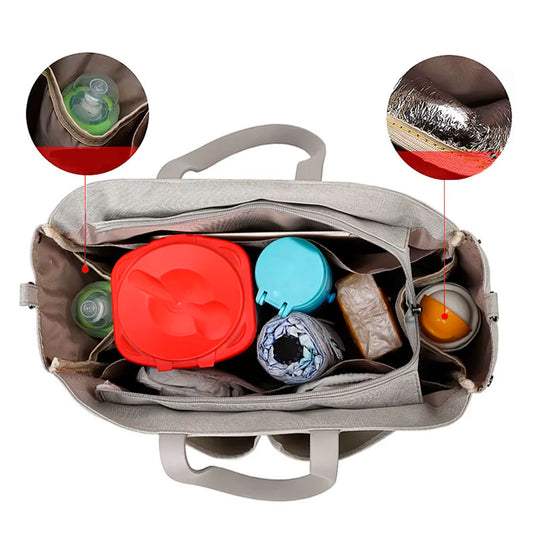 Pañalera bolso con cambiador y cartuchera, multifuncional, amplio almacenamiento, bolsillos independientes, con correa para ajuste lateral, hecha en material impermeable