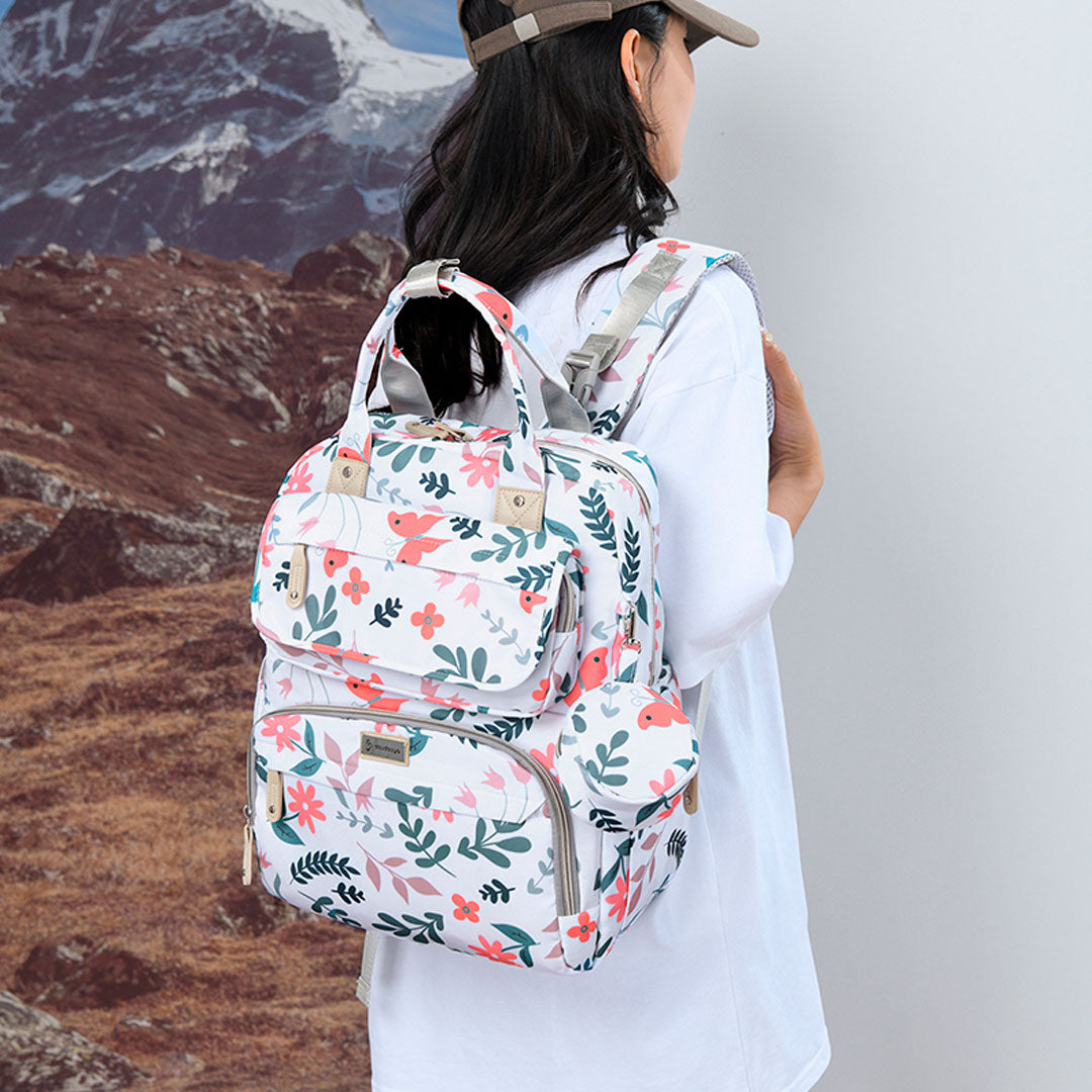 Pañalera con diseño estampado con monedero Duoduoya, de buena capacidad de almacenamiento, múltiples compartimientos, hecha en tela de poliéster Oxford resistente e impermeable