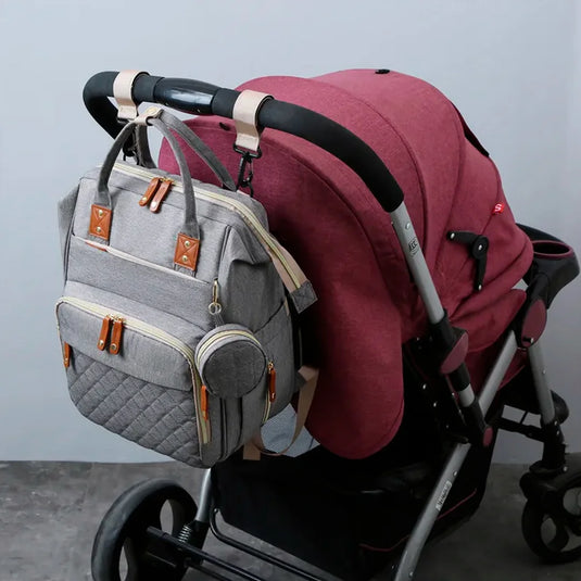 Pañalera moisés con monedero Gris premium para bebés, multifuncional con cuna-cambiador incorporado, de gran capacidad y múltiples compartimentos