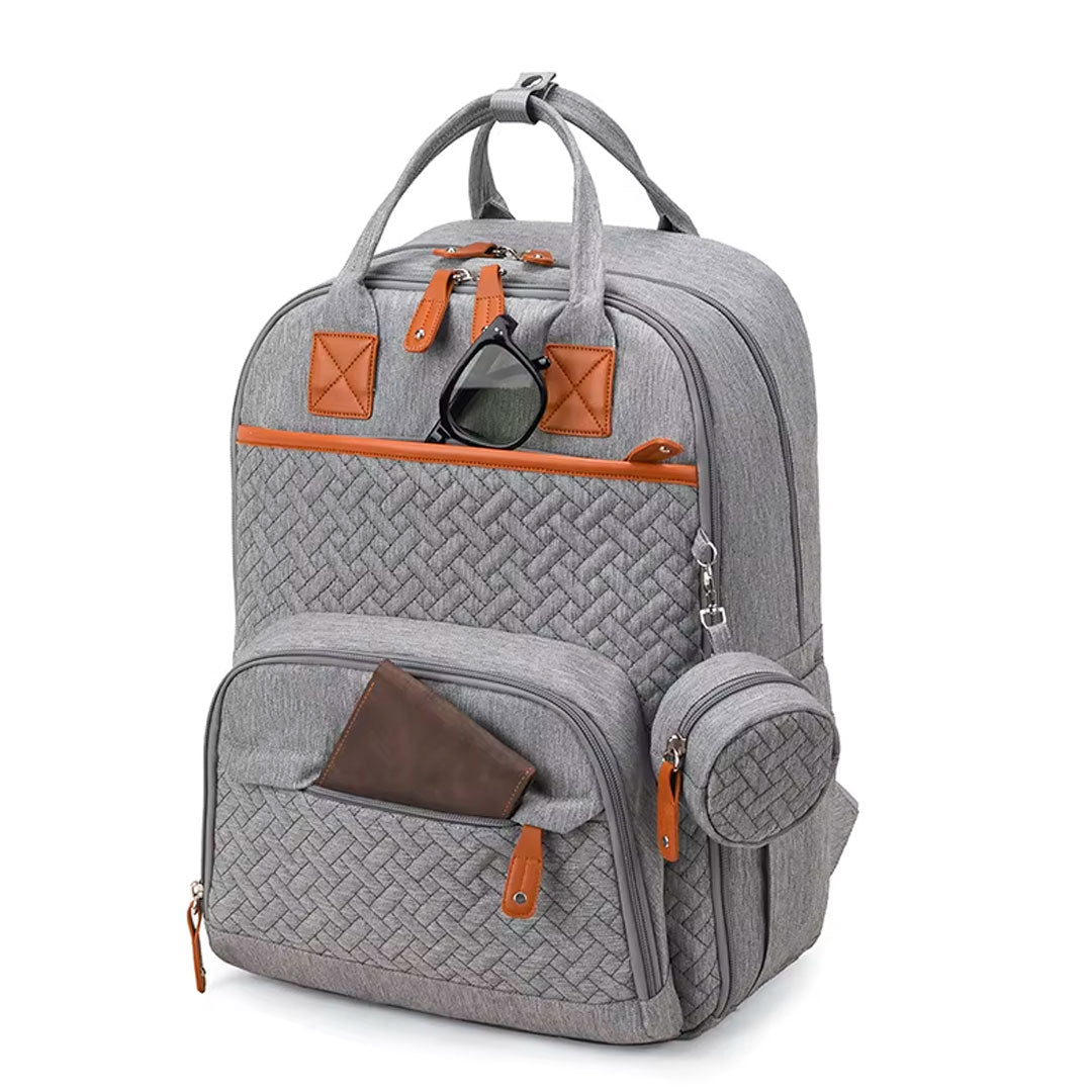 Pañalera morral con monedero y cambiador portátil, buena capacidad de almacenamiento, hecha en material resistente, múltiples bolsillos separados, correas ajustables - GoodMum
