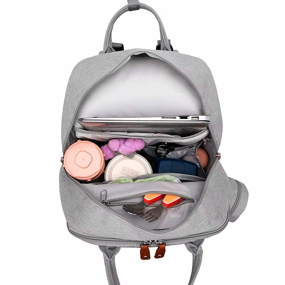 Pañalera morral con monedero y cambiador portátil, buena capacidad de almacenamiento, hecha en material resistente, múltiples bolsillos separados, correas ajustables - GoodMum