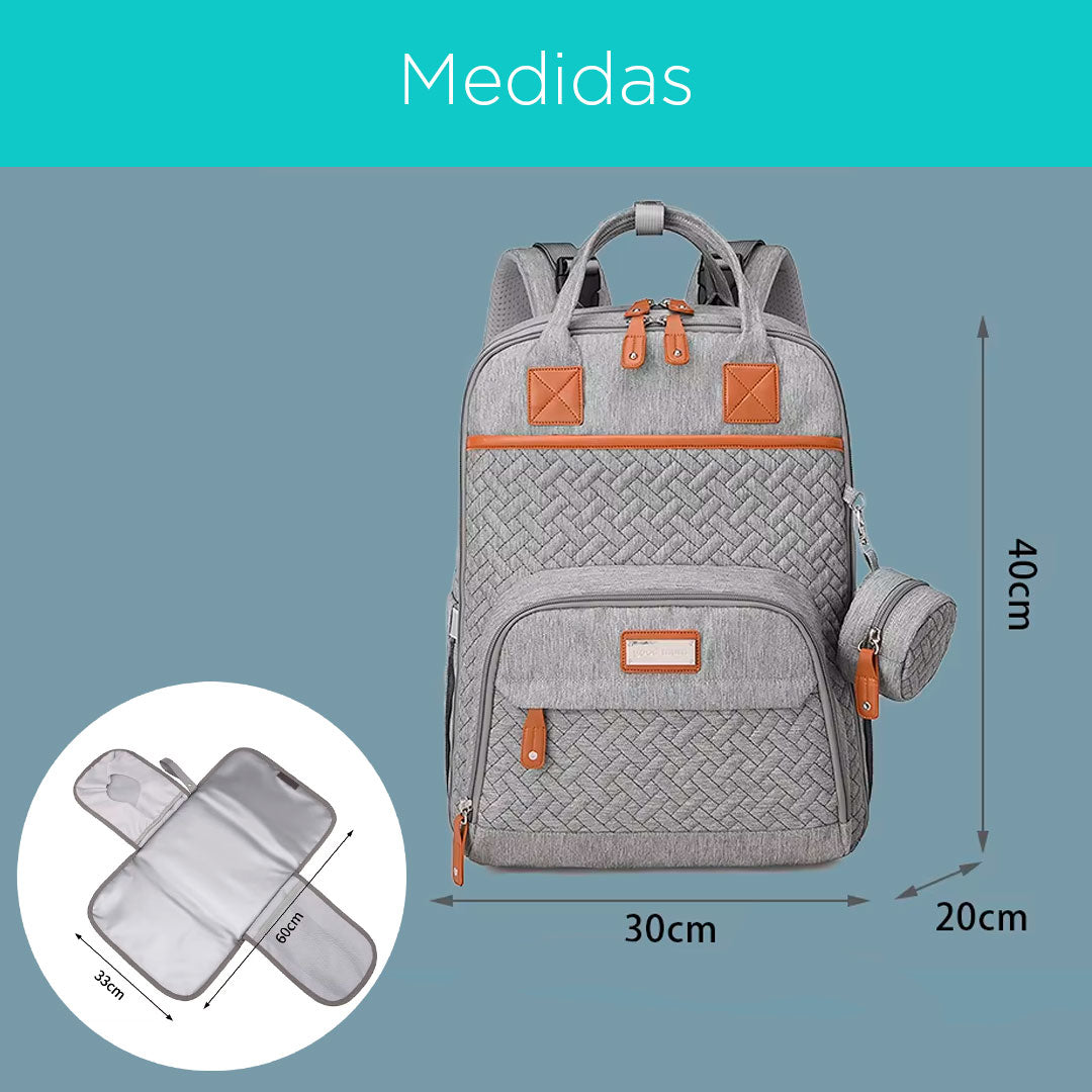 Pañalera morral con monedero y cambiador portátil, buena capacidad de almacenamiento, hecha en material resistente, múltiples bolsillos separados, correas ajustables - GoodMum