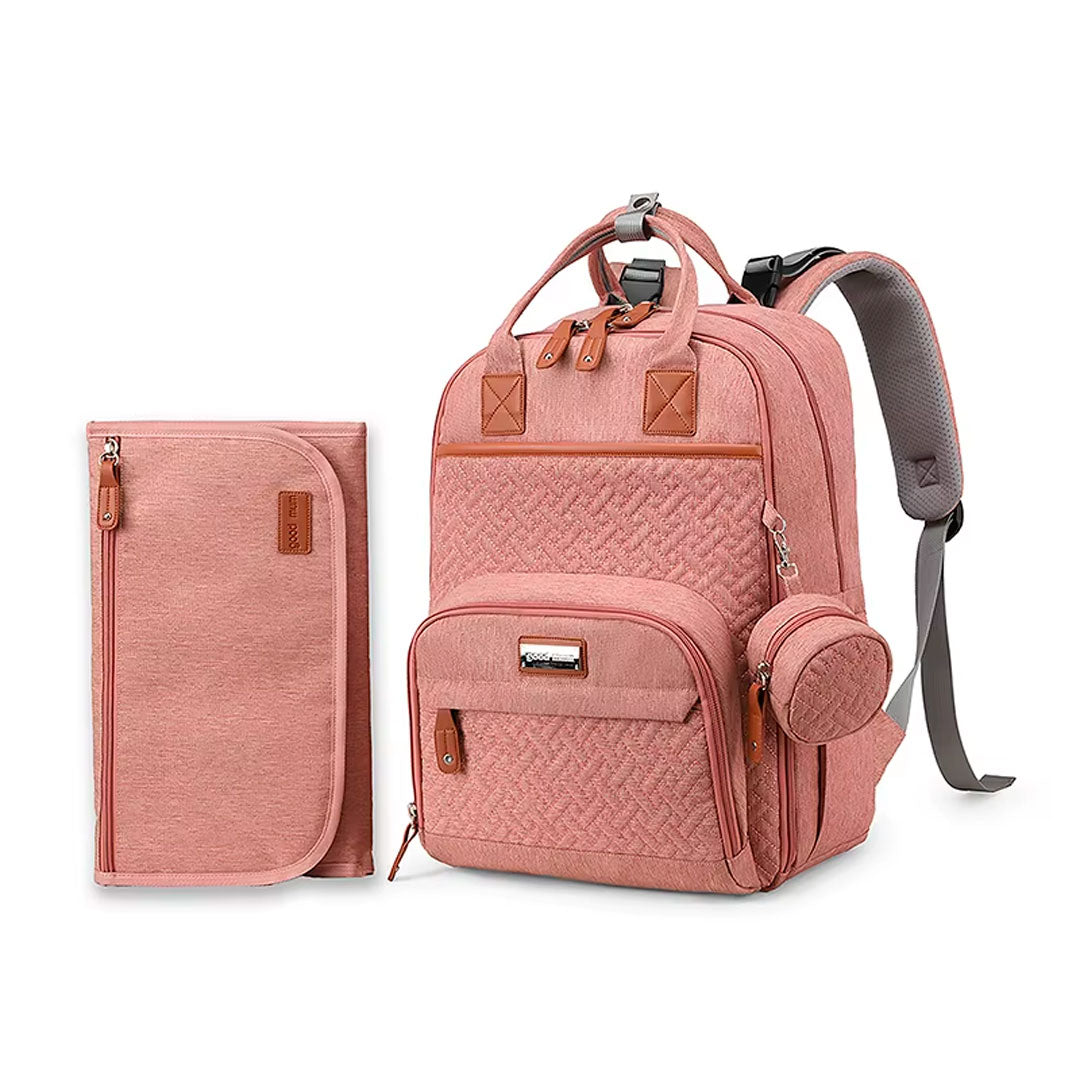 Pañalera morral con monedero y cambiador portátil, buena capacidad de almacenamiento, hecha en material resistente, múltiples bolsillos separados, correas ajustables - GoodMum