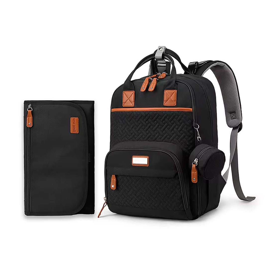 Pañalera morral con monedero y cambiador portátil, buena capacidad de almacenamiento, hecha en material resistente, múltiples bolsillos separados, correas ajustables - GoodMum