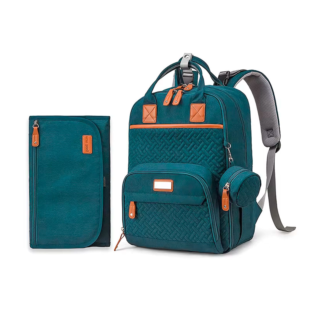 Pañalera morral con monedero y cambiador portátil, buena capacidad de almacenamiento, hecha en material resistente, múltiples bolsillos separados, correas ajustables - GoodMum