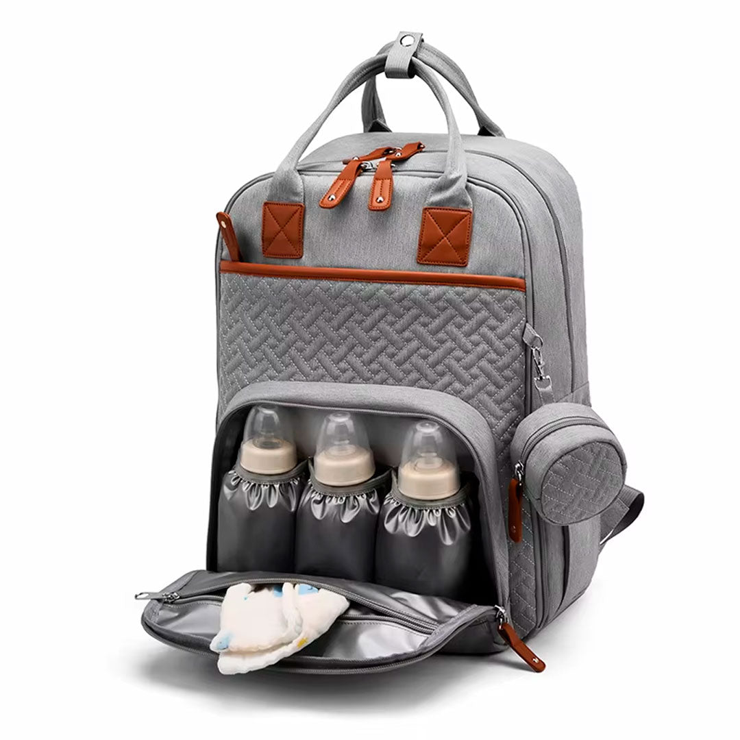 Pañalera morral con monedero y cambiador portátil, buena capacidad de almacenamiento, hecha en material resistente, múltiples bolsillos separados, correas ajustables - GoodMum