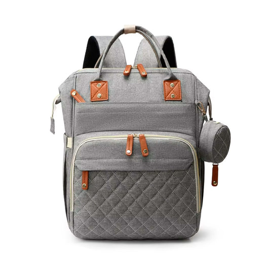 Pañalera multifuncional con monedero, buena capacidad de almacenamiento, en materiales de alta calidad impermeable, con bolsillos térmicos, bolsillo de seguridad trasero para celular, laterales para botella y pañitos húmedos